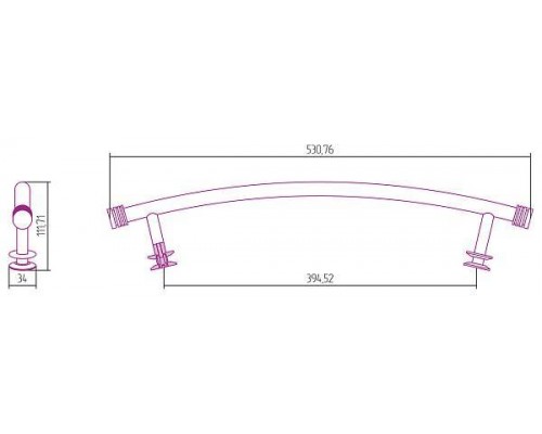 Сунержа Полка выгнутая 53,1x11,2x3,4h см, цвет: состаренная латунь 051-2011-0470
