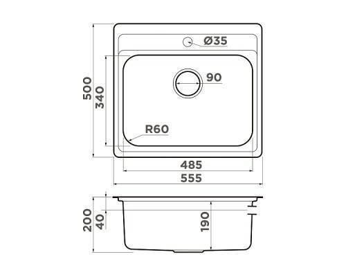 Omoikiri Ashi 56-IN Кухонная мойка нерж. сталь 56x48 см, цвет: нержавеющая сталь 4993449 Omoikiri Ashi 56-IN Кухонная мойка нерж. сталь 56x48 см, цвет: нержавеющая сталь 4993449