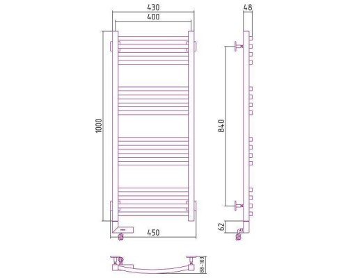 Сунержа Аркус 2.0 Полотенцесушитель электрический 40x100h, лев., цвет: без покрытия 00-5604-1040