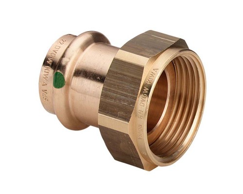 Муфта пресс-В с накидной гайкой и плоским уплотнением бронза Sanpress VIEGA 22х3/4"