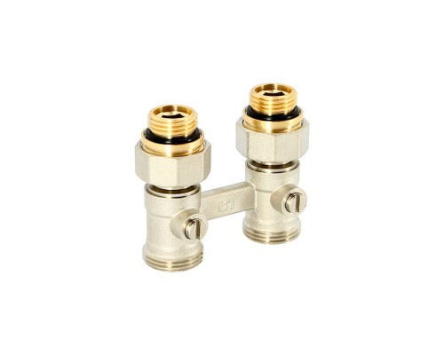 Узел радиаторный UNI-FITT прямой НН 1/2" х 3/4"ЕК со встроенными вентилями с ниппелями
