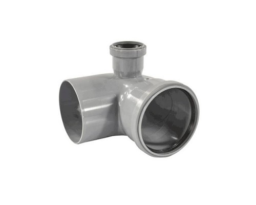 Отвод PP-H с выходом сер б/н Дн110х50х87гр лев в/к VALFEX 23121150