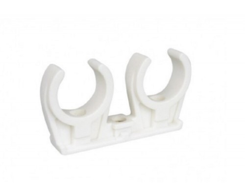 Клипса (двойная), D-20-22, белый, с латунной втулкой М6, упаковка 50 шт