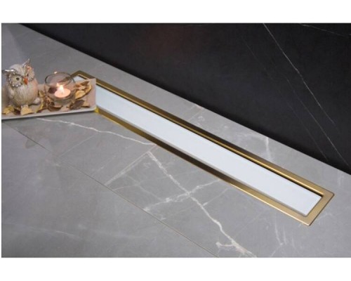 Душевой лоток, Pestan, Confluo Premium Line White Glass Gold, шдв 120-450-105, цвет-хром матовый/белое стекло глянец/золото 24К глянец