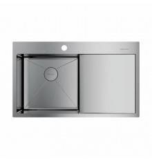 Мойка, OMOIKIRI, Akisame, шгв 860-510-200, отверстия для смесителя-1, чаша слева, цвет-нержавеющая сталь
