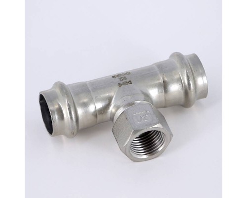 Тройник В-пресс IBP 22 x 1/2" x 22 нерж.сталь Тройник В-пресс IBP 22 x 1/2" x 22 нерж.сталь