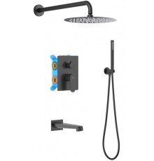 AQ1273MB ОБЕРОН Set 4 в 1 душевой комплект 3 режима, матовый черный AQ1273MB