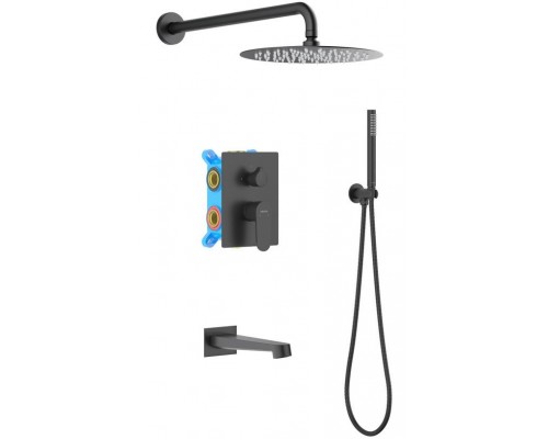 AQ1273MB ОБЕРОН Set 4 в 1 душевой комплект 3 режима, матовый черный AQ1273MB