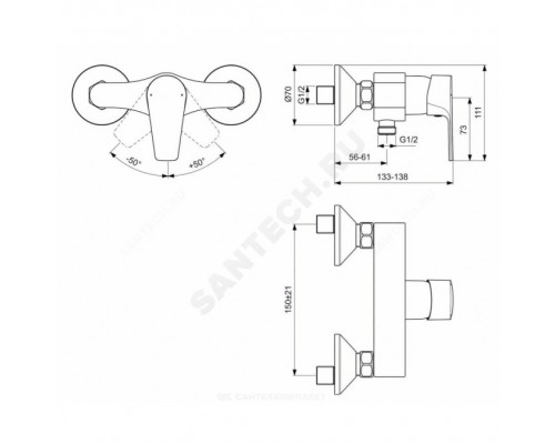 Смес/душ ESLA однор б/к Ideal Standard BC228AA