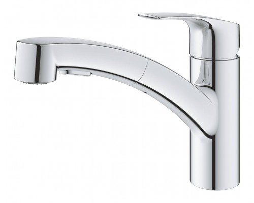 30305001 Eurosmart 2021 Смеситель для кухни однорычажный с выдвижным изливом с 2-мя реж струи, хром 30305001