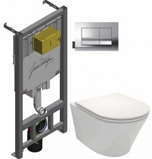 E21749RU-00 Унитаз c инсталляцией Jacob Delafon Rodin+, сиденье тонкое микролифт, клавиша хром (E29025+E20858-CP+EDY102+E23280) E21749RU-00