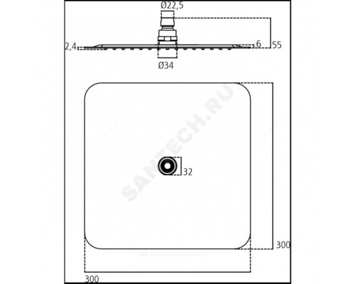 Душ верхний LUXE 300х300мм Ideal Standard B0388MY