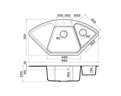 Omoikiri Yonaka 98-C-BE Кухонная мойка Artgranit 98x50 см, цвет: ваниль 4993710 Omoikiri Yonaka 98-C-BE Кухонная мойка Artgranit 98x50 см, цвет: ваниль 4993710