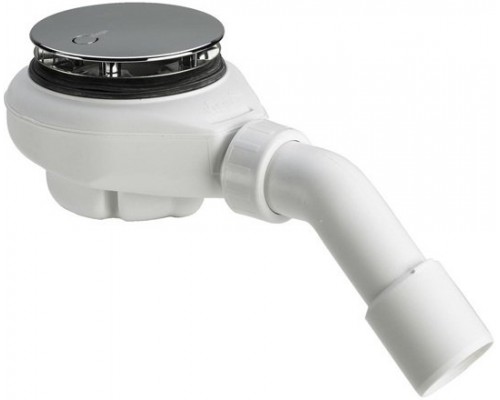 634100 Tempoplex сифон 115 х 40/50, хром накладка, проп.способность 0,55 л/с, H=60 мм, для поддонов D=90 мм, отводящее колено 45° 634100