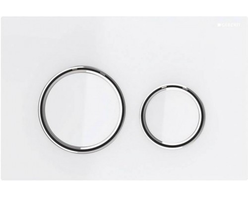 115.884.SI.1 Смывная клавиша Geberit Sigma21, двойной смыв к 111.300/350/361/362/380/390/796 : стекло белое, глянцевый хром 115.884.SI.1