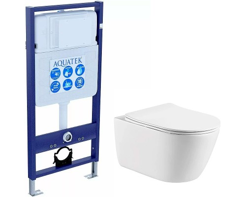 SET AQUATEK ОБЕРОН T (рама AQUATEK Standard INS-0000012(без клавиши и крепежа)+унитаз ОБЕРОН AQ1365T-00 с тонким сиденьем soft-close SET AQUATEK ОБЕРОН T