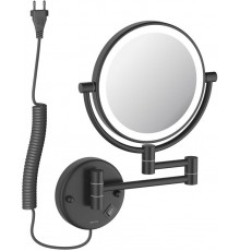 AQ4915MB зеркало косметическое настенное с подсветкой 5х, матовый черный AQ4915MB