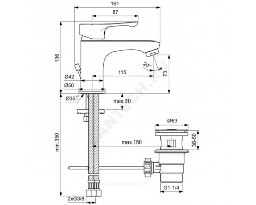 Смес/умыв ALPHA однор лит/изл дон/кл Ideal Standard BC486AA