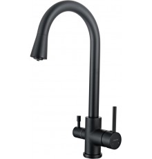 AQ1085MB ВЕГА смеситель для кухни с подключением к фильтру воды (полукруглый излив), матовый черный AQ1085MB