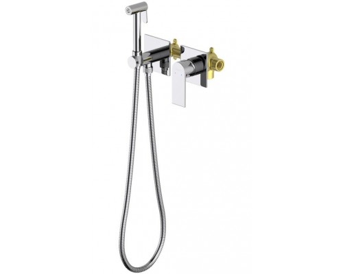 AQ1420CR ЛИРА комплект для гигиенического душа встроенный 2 отв. (смеситель + гигиеническая лейка + шланг) AQ1420CR