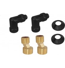 Комплект подключения 2шт.: уголок со сгоном 3/4х1/2, эксцентрик, отражатель, цвет черный муар AQ 3020BL