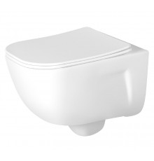 AQ2012B-00 ДИВА Унитаз подвесной безободковый с функцией биде (смеситель в компл) 510350360мм, тонкое сиденье soft-close, крепеж AQ2012B-00
