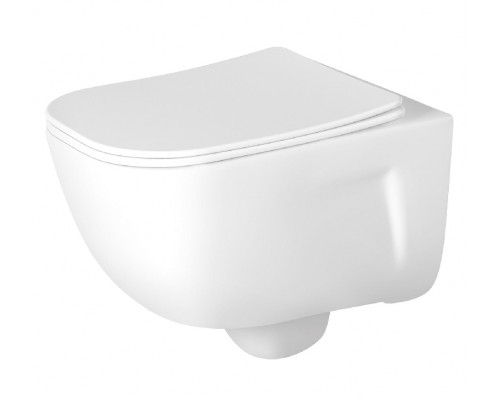 AQ2012B-00 ДИВА Унитаз подвесной безободковый с функцией биде (смеситель в компл) 510350360мм, тонкое сиденье soft-close, крепеж AQ2012B-00