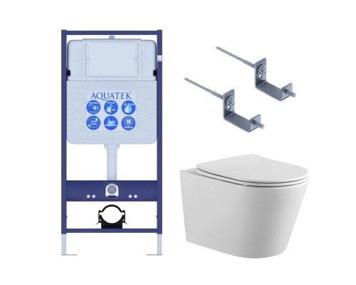 Set AQUATEK ВЕГА-KKI2 (рама AQUATEK Standard INS-0000012+звукоизоляционная прокладка+крепеж KKI-0000002+унитаз ВЕГА AQ1905-00+тонкое сиденье с механиз Set AQUATEK ВЕГА-KKI2