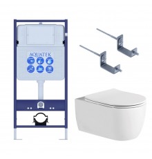 Set AQUATEK ЕВРОПА New-KKI2 (рама AQUATEK Standard INS-0000012+звукоизоляционная прокладка+крепеж KKI-0000002+унитаз ЕВРОПА AQ1106L-00+тонкое сиденье Set AQUATEK ЕВРОПА New-KKI2