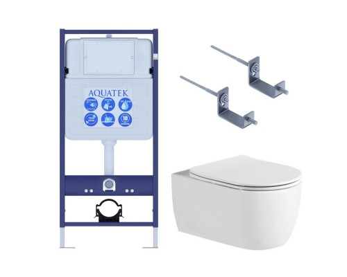 Set AQUATEK ЕВРОПА New-KKI2 (рама AQUATEK Standard INS-0000012+звукоизоляционная прокладка+крепеж KKI-0000002+унитаз ЕВРОПА AQ1106L-00+тонкое сиденье Set AQUATEK ЕВРОПА New-KKI2