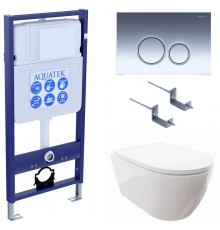 SET AQUATEK ПОЛАРИС (рама AQUATEK Standard INS-0000012+унитаз ПОЛАРИС AQ0700-00 с тонким сиденьем soft-close+ крепеж KKI-0000002 +панель KDI-0000018) SET AQUATEK ПОЛАРИС-018 4в1