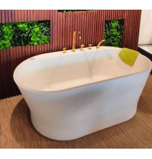 Комплект, THG, Monceau, ванна   сифон   смеситель для ванны и душа, цвет-белый матовый/PVD золотистый