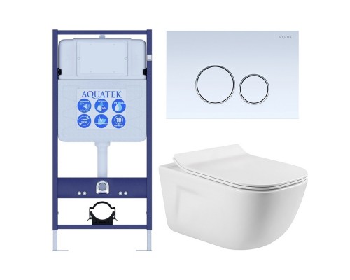 SET AQUATEK ДИВА-015 4в1 (рама AQUATEK Standard INS-0000012+ кркпеж KKI-0000002+клавиша KDI-0000015+унитаз ДИВА AQ2012-00 с тонким сиденьем soft-close SET AQUATEK ДИВА-015 4в1