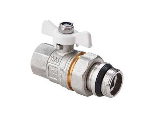 Кран-американка шаровой, Premium, прямой, 1/2, НВ, PN 40, ручка-бабочка, с полусгоном и самоуплотняющимся кольцом Кран-американка шаровой, Premium, прямой, 1/2, НВ, PN 40, ручка-бабочка, с полусгоном и самоуплотняющимся кольцом