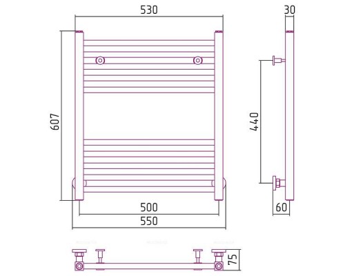 Сунержа Модус Полотенцесушитель водяной 50x60h, цвет: матовый черный 31-0250-6050 Сунержа Модус Полотенцесушитель водяной 50x60h, цвет: матовый черный 31-0250-6050