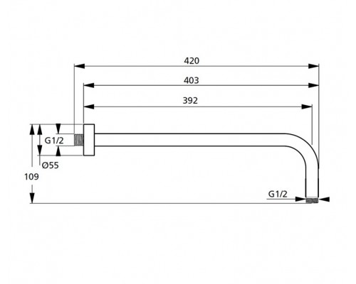B9445XG IDEALRAIN Настенный держатель верхнего душа 400 мм, матовый черный B9445XG