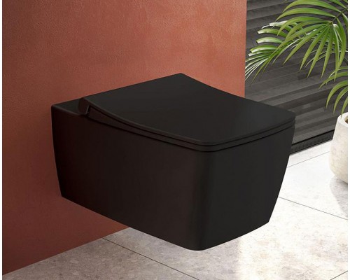 7672B083-0101 Metropole безободковый подвесной унитаз, цвет матовый чёрный (НУЖНА КРЫШКА 122-083-009) 7672B083-0101