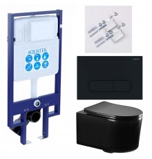 SET AQUATEK МИЯ-MB-017 4в1 (рама AQUATEK Standard INS-0000020+ крепеж KKI-0000002+клавиша KDI-0000017+унитаз AQ2004-MB с тонким сиденьем soft-close SET AQUATEK МИЯ-MB-017 4в1