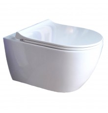 AQ0700-01 ПОЛАРИС унитаз подвесной безободковый, белый 360518360 мм, крышка-сиденье с механизмом плавного закрывания из дюропласта, крепеж AQ0700-01