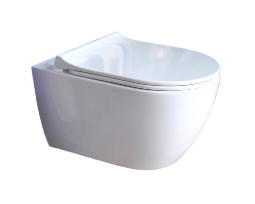 AQ0700-01 ПОЛАРИС унитаз подвесной безободковый, белый 360518360 мм, крышка-сиденье с механизмом плавного закрывания из дюропласта, крепеж AQ0700-01