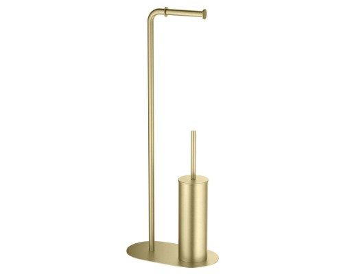 AQ4231BG ОБЕРОН держатель туалетной бумаги с ершиком напольный, шлиф. золото AQ4231BG