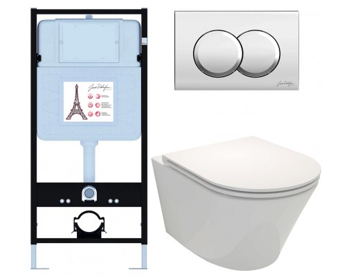 E21750RU-CP Унитаз c инсталляцией Rodin+ сиденье тонкое микролифт, клавиша хром (E36495-NF+E36496-CP+EDY102+E23280) E21750RU-CP