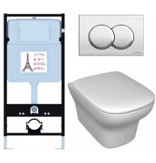 E21747RU-CP Унитаз c инсталляцией Jacob Delafon Vox, сиденье тонкое микролифт, панель для двойного смыва, хром (E36495-NF+E36496-CP+EDM102+E20142) E21747RU-CP