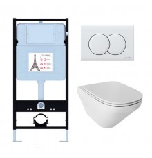 E21775RU-00 Унитаз c инсталляцией Modern Life,сиденье тонкое микролифт, панель для двойного смыва, глянцевый белый (E36495-NF+E36496-00+E77725+E77168) E21775RU-00