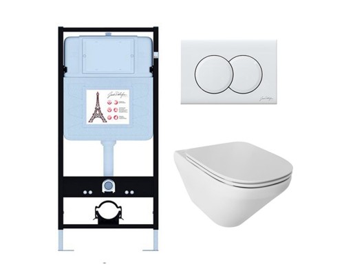 E21775RU-00 Унитаз c инсталляцией Modern Life,сиденье тонкое микролифт, панель для двойного смыва, глянцевый белый (E36495-NF+E36496-00+E77725+E77168) E21775RU-00