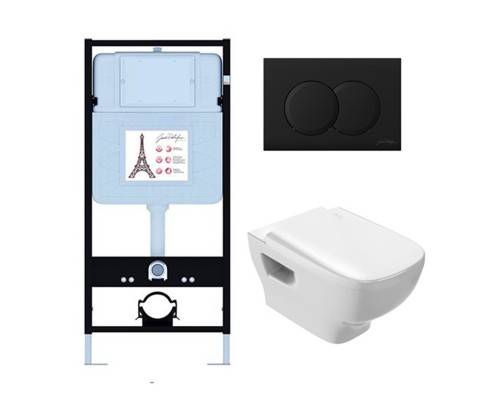 EDE103-BL Унитаз c инсталляцией Struktura, сиденье тонкое микролифт, панель для двойного смыва, матовый черный (E36495-NF+E36496-BL+EDE102-00+E28931 EDE103-BL