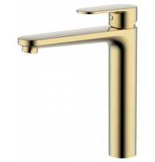 AQ1804BG НИКА смеситель для раковины высокий 190 без донного клапана, шлиф.золото AQ1804BG