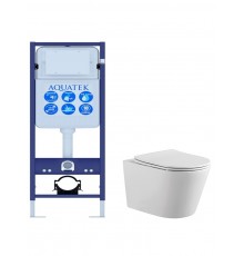 SET AQUATEK ВЕГА/17 (рама AQUATEK INS-0000017 (без клавиши и крепежа) +унитаз ВЕГА AQ1905-00+тонкое сиденье с механизмом sc) SET AQUATEK ВЕГА/17