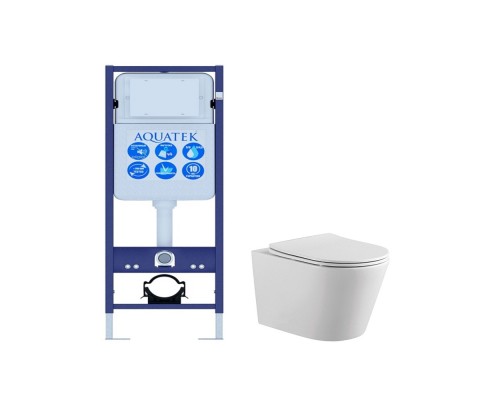 SET AQUATEK ВЕГА/17 (рама AQUATEK INS-0000017 (без клавиши и крепежа) +унитаз ВЕГА AQ1905-00+тонкое сиденье с механизмом sc) SET AQUATEK ВЕГА/17