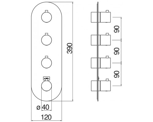 WE00104/TWM LIVE термостатический смеситель для ванны 4 выхода (внешняя часть), матовый белый WE00104/TWM